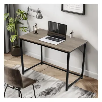 Computer Desk Rustic Light Brown Top with Black Metal Frame