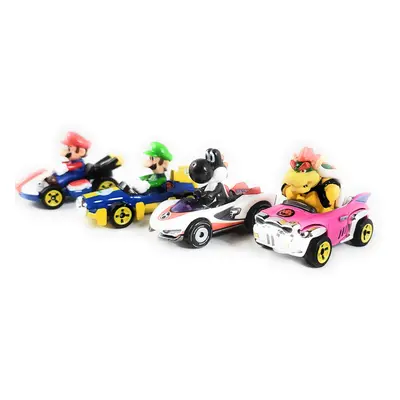 Hot Wheels Mariokart 4-Pack Exclusive Black Yoshi P-Wing Mario Bowser