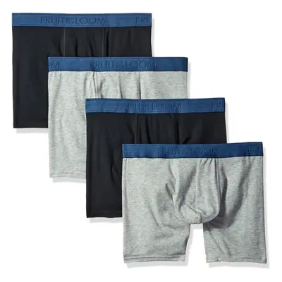 Fruit of the Loom Men's Cotton Stretch Boxer Brief (Pack of 4) Black