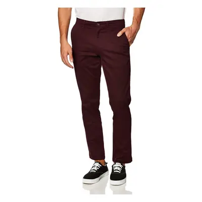 Mens Relaxed-Fit casual Stretch Khaki Pant, Burgundy, 33W x 30L