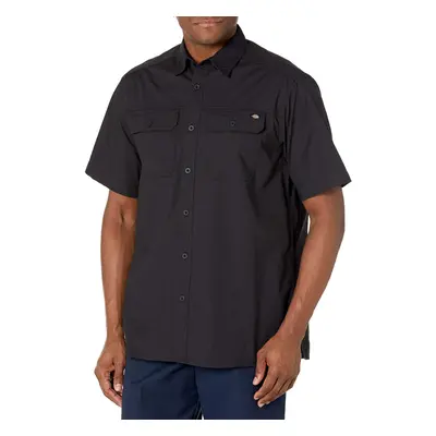 Dickies Men's Short Sleeve Ripstop Work Shirt Rinsed Black XX-Large