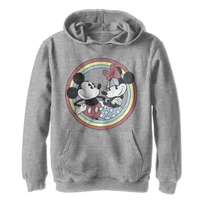 Disney Boy's Mickey Minnie Circle Hoodie Athletic Heather Large