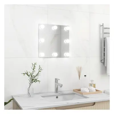 vidaXL Wall Mirror with LED Lights Square Glass Wall-Mounted Makeup Mirror