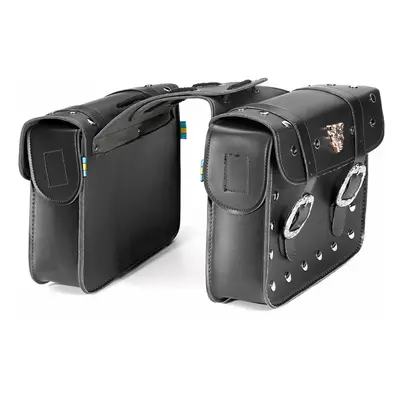 (Black) Pair PU Leather Motorcycle Side Tool Bag Luggage Saddlebags Universal