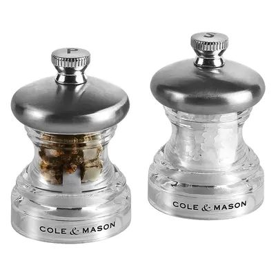 Cole & Mason Precision Grind Button Salt and Pepper Mill Gift Set, Acrylic and Stainless Steel/C