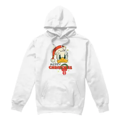 (XXL, White) Disney Mens Merry Christmas Donald Duck Hoodie