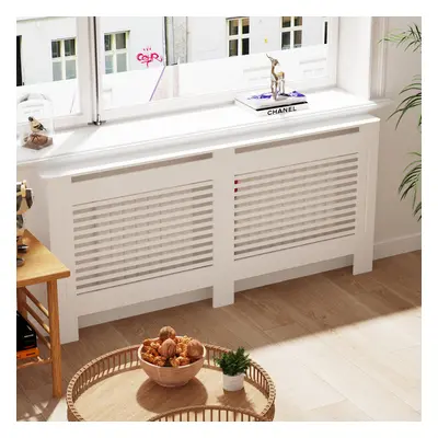 (XL(172 x 19x100cm) Horizontal) 100cm Tall Radiator Cover Modern Cabinet MDF Slats Wood Grill