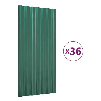 (green, x cm) vidaXL 12/36x Roof Panels Powder-coated Steel Corrugated Multi Colours/Sizes