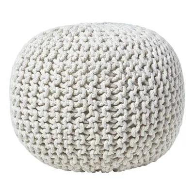 (Natural) Knitted Cotton Pouffe Footstool Round x cm