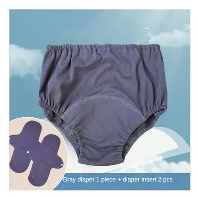 (gray XL) Elderly Adult Cloth Diaper Incontinence Underwear Leak-proof Bedwetting Paralysis Diap