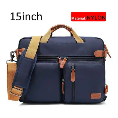 (Blue nylon inch) Inch Convertible Briefcase Men Business Handbag Messenger Bag Casual Laptop Mu