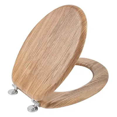 (Solid Oak) Toilet Seat Antibacterial Wooden Toilet Seat Adjustable Hinges Toilet Seat Always Fi