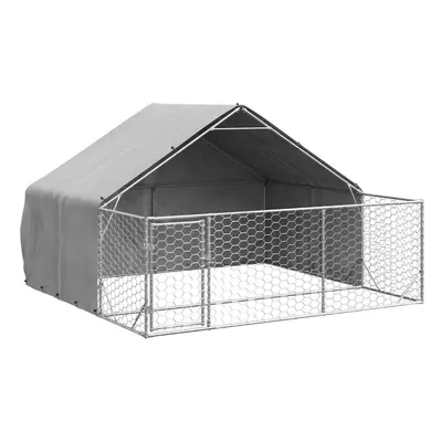 vidaXL Outdoor Dog Kennel with Run 3x3x1.9 m Galvanised Steel outdoor dog cage