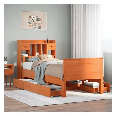 vidaXL Bookcase Bed without Mattress Wax Brown 90x200 cm Solid Wood Pine