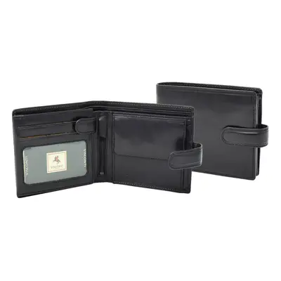 Mens Genuine Italian Leather Snap Closure Wallet AVZ5 Black