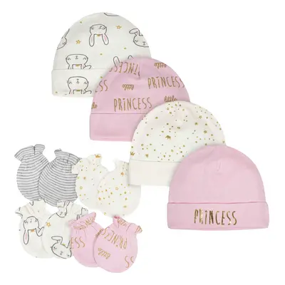 gerber Baby 9-Piece cap and Mitten Sets 8pc Pink Princess Mont