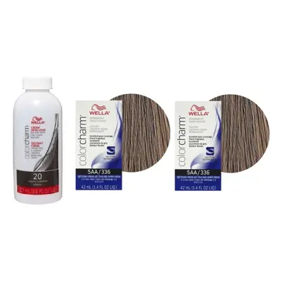 (5AA+5AA+Dev (Vol. 20) 3.6oz) Wella 7A Medium Smokey Ash Blonde Color Charm Permanent Haircolor 