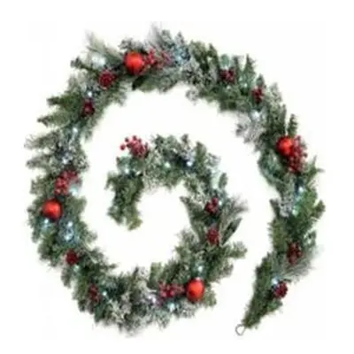 Snow Topped Garland LED Lit Faux Pine Luxury Christmas Wreath 270cm