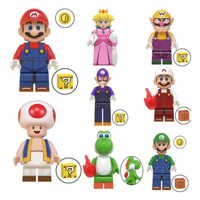 8Pcs Super Mario Bros Assembled Building Blocks Mini Action Figures Kids Puzzle Toys