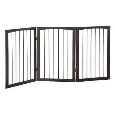 Pawhut Folding Pet Gate Fence Free Standing Child Safety Indoor Wood Durable