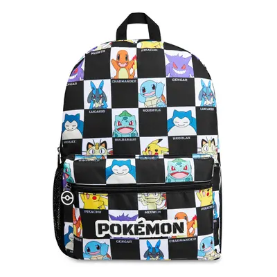 Pokemon Kids Backpack with Water Bottle Pocket for School Sports Travel - Anime Gifts (Black/Whi