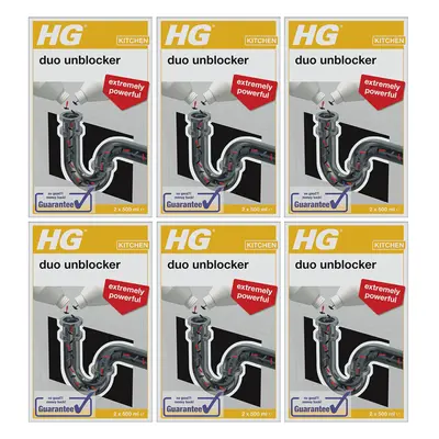 6 x HG Kitchen Duo Unblocker Kitchen Sink Quick And Powerful Drain Unblocker - x 500ml