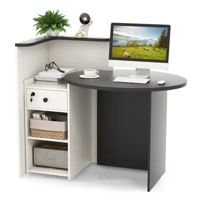 Reception Desk Front Computer Table Space Saving Corner Writing Desk Workstation