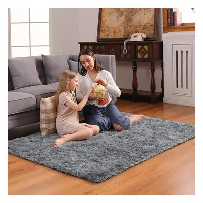 (Grey, X cm) Fluffy Rugs Anti-Slip Large Shaggy Rug Super Soft Mat Living Room Bedroom Carpet