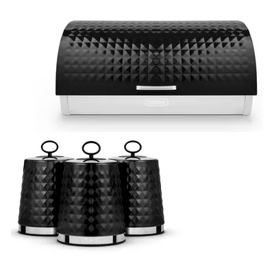 Tower Solitaire Black Bread Bin & Canisters Kitchen Storage Set