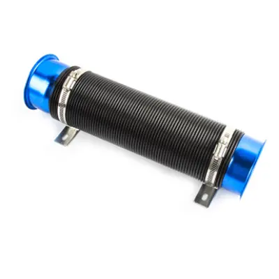 (Blue) 76mm 1M Car Air Intake Cold Pipe Flexible Duct Feed Hose Induction Kit Filter UK