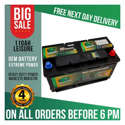 110ah Leisure Battery 12v High Power Deep Cycle 4yr Warranty Caravan Campervan