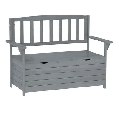 Outsunny Garden Storage Bench, Seater Fir Wood Outdoor Bench, Dark Grey