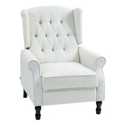 HOMCOM Manual Reclining Armchair Recliner with Footrest Cream White