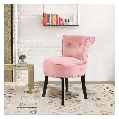 (Pink) Velvet Vanity Chair Accent Rivet Makeup Stool