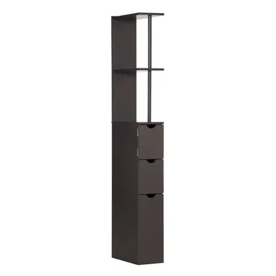 HOMCOM Tall Bathroom Storage Cabinet with Shelf and Drawers, Brown