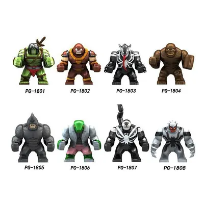 (8psc) Super British minifigure Son of Hulk Red Tank Mud Face Serum Rhino Venom