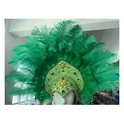 (big green, One Size) Women Brazil Carnival Party Feather Headdress Headpiece Crown Headdress He