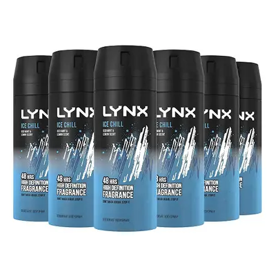 Lynx Ice Chill Scent Deodorant Body Spray 48Hour Beat Odour Smell Fresh 6x 150ml