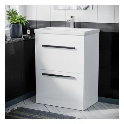 Nes Home 600mm Floorstanding Drawer Vanity Basin Unit White