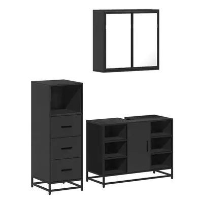 (black) vidaXL Piece Bathroom Furniture Set Black Engineered Wood bathroom cabinet