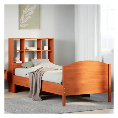 vidaXL Bookcase Bed without Mattress Wax Brown 100x200cm Solid Wood Pine