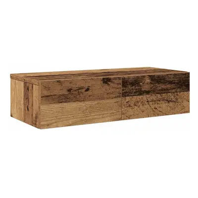 (old wood, x 26.5 x cm) vidaXL Wall Shelf with Drawers Floating Storage Display Shelf Engineered