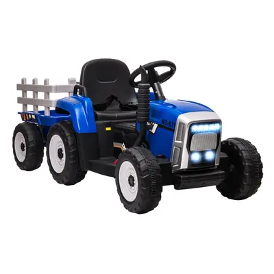 HOMCOM Ride On Tractor with Detachable Trailer, Remote Control, Music - Blue