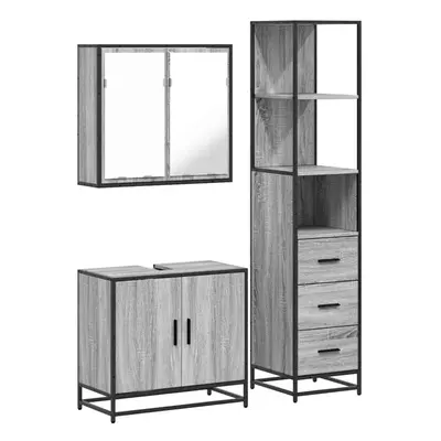 (grey sonoma) vidaXL Piece Bathroom Furniture Set Grey Sonoma Engineered Wood