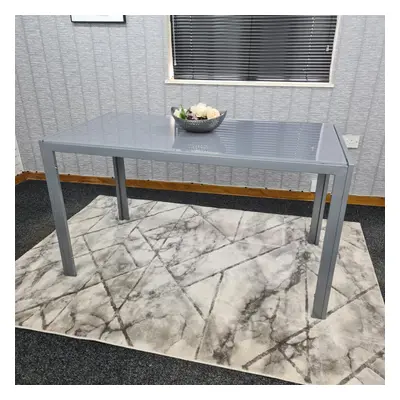 Dining Table Grey Glass Kitchen Place for Seats, Dining Table Only (Grey H x 134 x W cm)