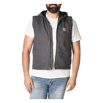 CarharttmensRelaxed Fit Washed Duck Fleece-Lined Hooded VestGravelX-La