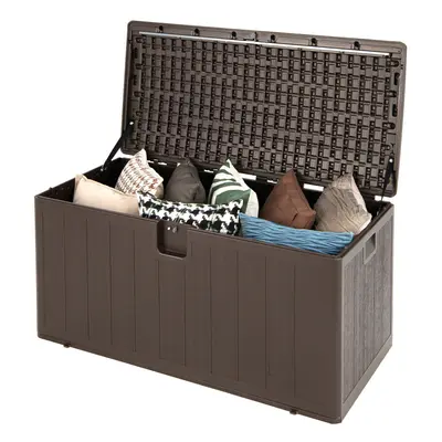 400L Patio Deck Box Weather Resistant Resin Storage Bin