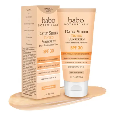 Babo Botanicals Daily Sheer Moisturizing Mineral Tinted Sunscreen SPF 30, Natural Glow with Orga