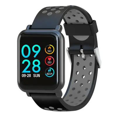 (Black) 1.22'' IPS Color Screen Waterproof Smart Watch Blood Pressure Fitness Sport Bracelet