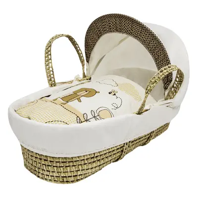 Tiny Ted Cream Palm Moses Basket With Mattress, Padded Liner And Hood